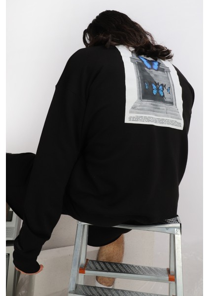 Erkek Reincarnation Oversize Siyah Sweatshirt