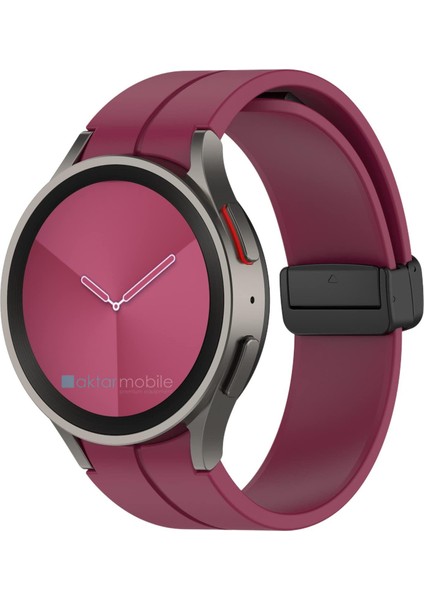 Samsung Galaxy Watch 4 40 44 mm Silikon Kordon Magnetik D Tokalı Spor Kayış Mıknatıslı Toka
