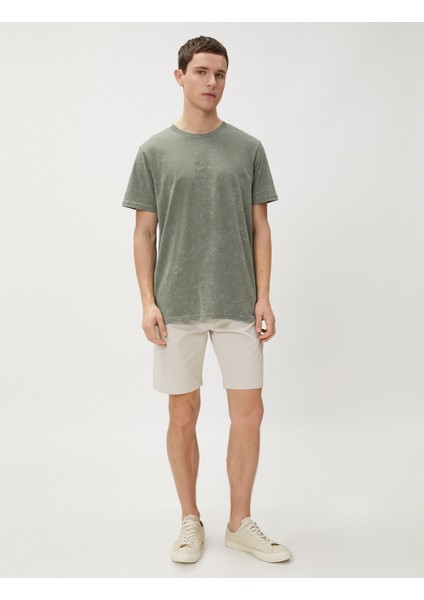 Basic Gabardin Şort Beş Cep Detaylı Düğmeli Pamuklu