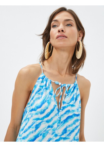 Şahika Ercümen XKoton - Keten Karışımlı Mini Elbise Halter Yaka Oversize