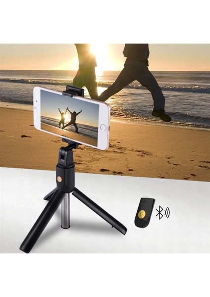 Sabitlenebilir Cep Telefon Tutucu  Ayarlanabilir Taşınabilir 3 Ayaklı Tripod Selfie Çubuğu