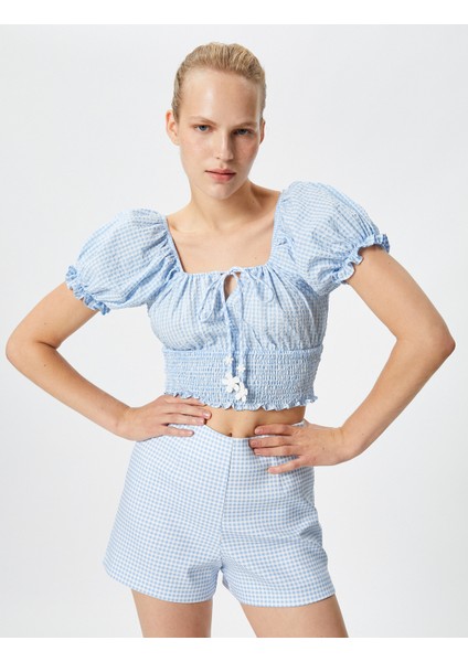 Rachel Araz x Koton - Balon Kollu Crop Poplin Bluz fiyatları