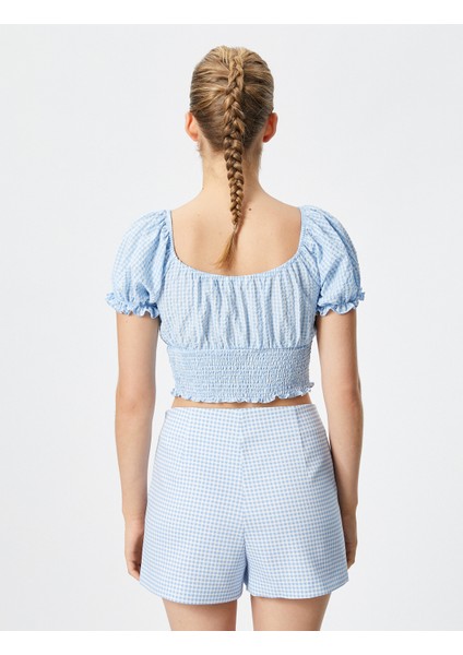 Rachel Araz x Koton - Balon Kollu Crop Poplin Bluz fırsatları