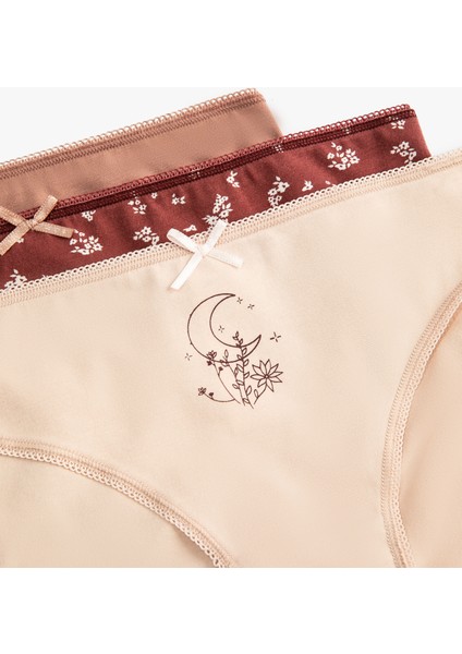 Brief Külot Basic Pamuklu 3'lü Paket Baskılı Kurdeleli modelleri