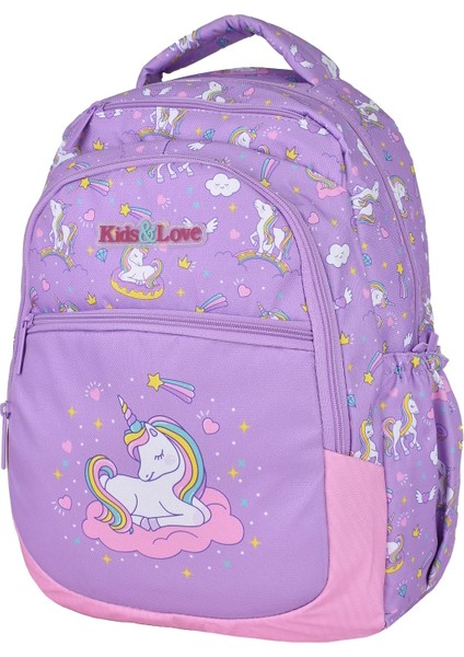 Çok Gözlü Su Geçirmez Nano Kumaş Unicorn Desenli Ilkokul Çantası L5110 fırsatları