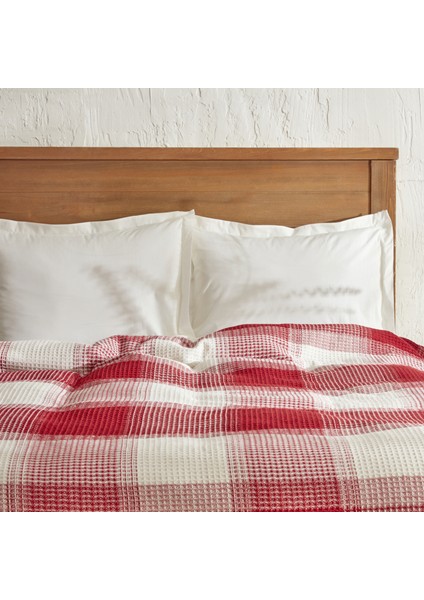 Flow Ekose Waffle Çift Kişilik Pike 200 x 230 cm Kırmızı modelleri