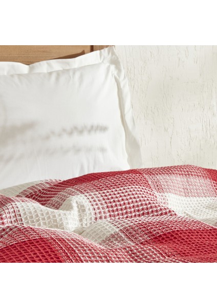 Flow Ekose Waffle Çift Kişilik Pike 200 x 230 cm Kırmızı fırsatları