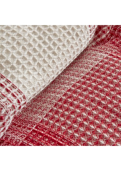 Flow Ekose Waffle Çift Kişilik Pike 200 x 230 cm Kırmızı indirimleri