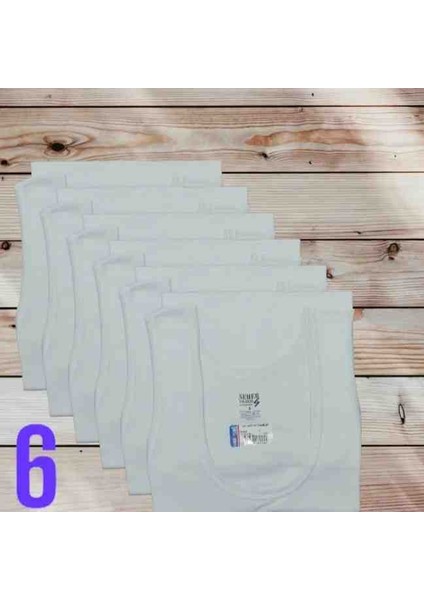 Erkek 6'lı Beyaz Pamuklu Klasik Askılı Atlet Seher 001