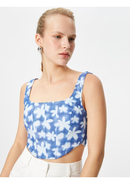 Korse Büstiyer Crop Askılı Çiçekli Kare Yaka fiyatları