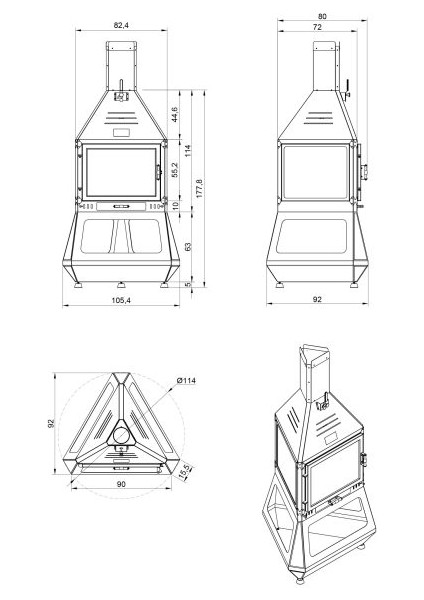 Hot Triangle Ayaklı Desenli Şömine