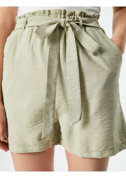 Kemerli Şort Cepli Viskon indirimleri