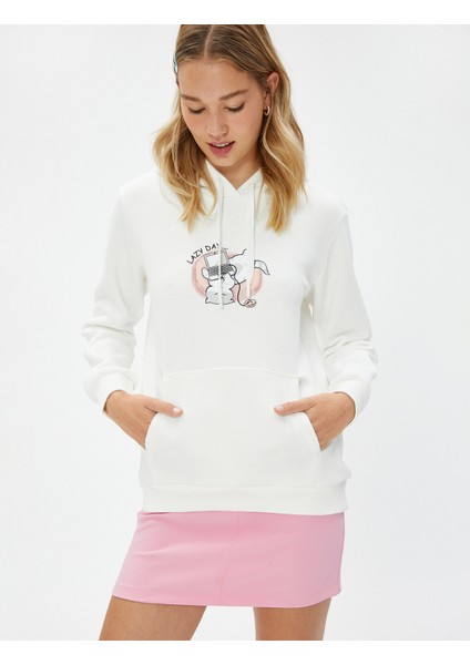 Kapüşonlu Sweatshirt Kedi Baskılı Kanguru Cepli Uzun Kollu fiyatları