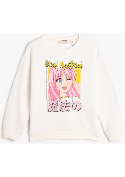 Anime Sweatshirt Uzun Kollu Bisiklet Yaka Şardonlu