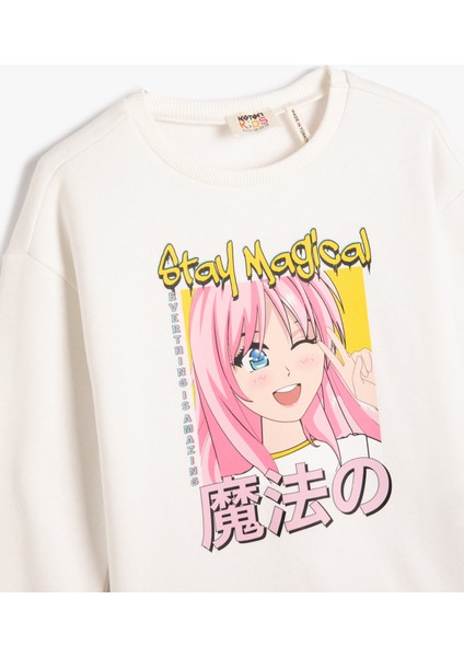 Anime Sweatshirt Uzun Kollu Bisiklet Yaka Şardonlu modelleri