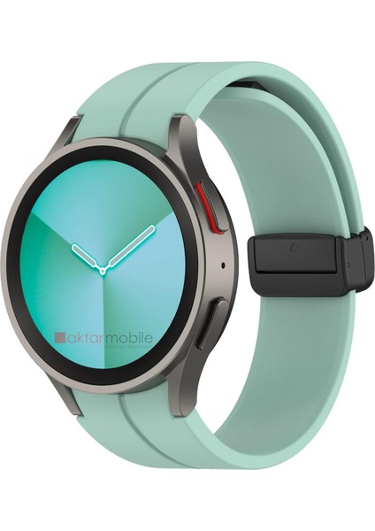 Samsung Galaxy Watch 5 Pro 45 mm Silikon Kordon Magnetik D Tokalı Spor Kayış Mıknatıslı Toka