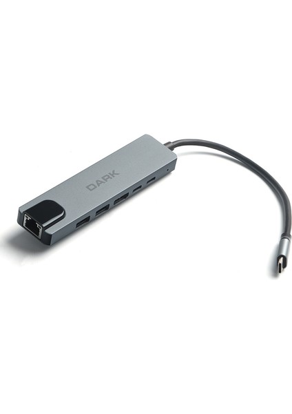 6'sı 1 Arada USB 3.2 Gen 1 Type-C to Ethernet / HDMI / USB 3.0 - USB 2.0 / USB-C PD 100W Macbook Pro/Air & Notebook/Ultrabook için Port Çoklayıcı HUB (DK-AC-U31X47)