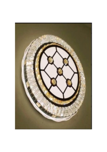 60cm çapında kristal taşlı üç renk Plafonyer LED Avize