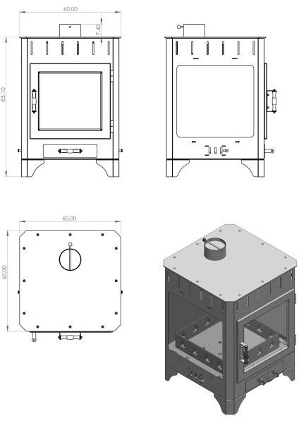 Hot Rectangle Three Glass Camlı Şömine