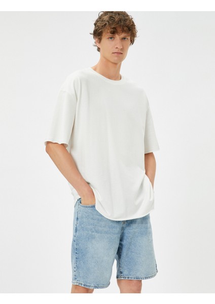 Kot Şort Bermuda Cep Detaylı Düğmeli Pamuklu