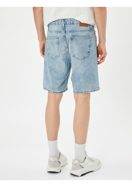 Kot Şort Bermuda Cep Detaylı Düğmeli Pamuklu fırsatları