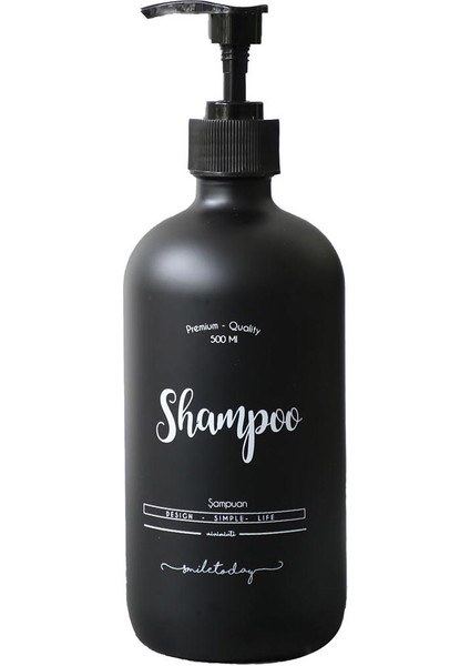 Miniminti Siyah Cam Şampuan Şişesi - 500 ml (Shampoo)