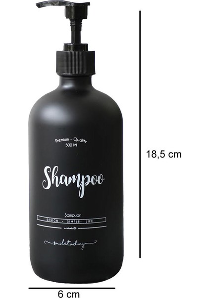 Miniminti Siyah Cam Şampuan Şişesi - 500 ml (Shampoo)