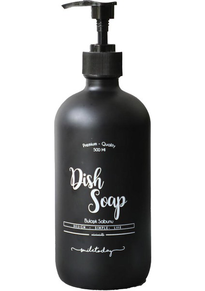 Miniminti Siyah Cam Bulaşık Sabunu Şişesi - 500 ml (Dish Wash)
