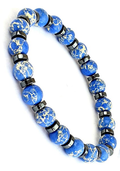 Hematit ve Lapis Lazuli Taşlı Doğal Taş Bileklik
