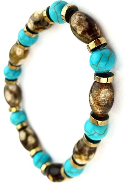 Turkuaz Akik Hematit Taşlı El Işi Doğal Taş Bıileklik fiyatları