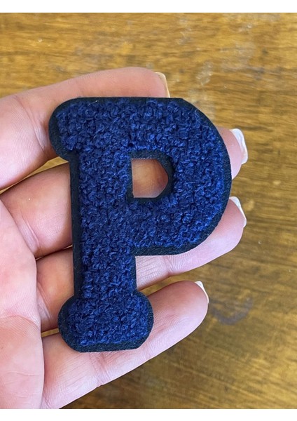 7x4 cm Ütü Ile Yapışan Laacivert P Harfi Aplike Arma Yama Dikiş Hobi Aksesuarı