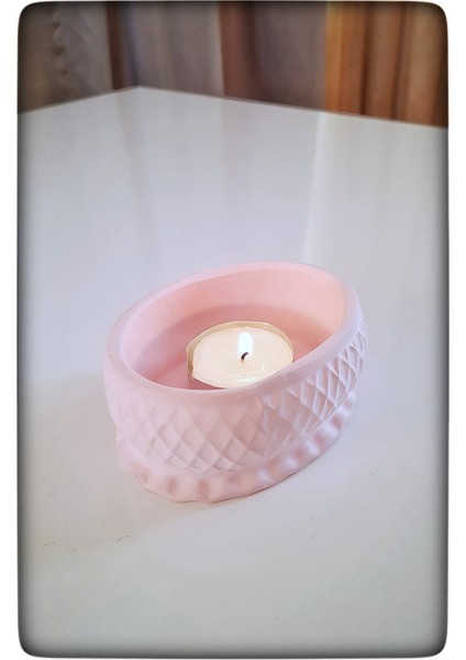 Dekoratif Beton Mumluk Pembe Tealight Şamdan Mum Dahil Değil