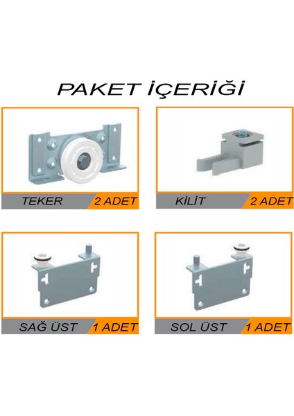 Sürgülü Kapak Gardrop Tekerleği SKM80 Dolap Tekeri - 1 Kapak Set