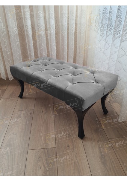 90 cm Kapitoneli Ayak Ucu Kapı Önü Antre Bench Puf Siyah Ayak