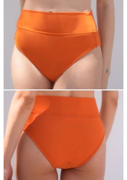 Regl Dönemine Özel Konforlu Pedkini Mayo Altı Eco Friendly Swimwear Süper Emici Yüksek Bel Bikini Altı Turuncu Regl Mayosu