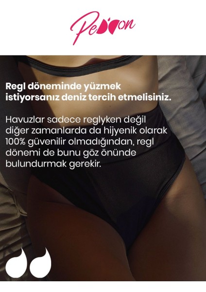 Regl Dönemine Özel Konforlu Pedkini Mayo Altı Eco Friendly Swimwear Süper Emici Yüksek Bel Bikini Altı Siyah Regl Mayosu