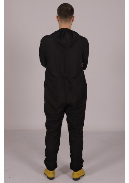 Siyah Işçi Tulumu Balıkçı Çiftçi Bahçıvan Kuaför Laboratuvar Sıvı Geçirmez Terletmez Kumaş Unisex indirimleri