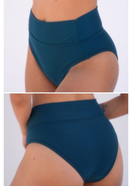 Regl Dönemine Özel Konforlu Pedkini Mayo Altı Eco Friendly Swimwear Süper Emici Yüksek Bel Bikini Altı Yeşil Regl Mayosu