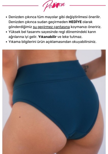 Regl Dönemine Özel Konforlu Pedkini Mayo Altı Eco Friendly Swimwear Süper Emici Yüksek Bel Bikini Altı Yeşil Regl Mayosu