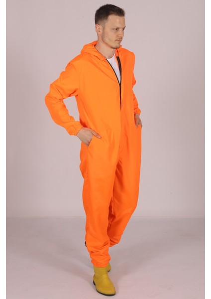 Turuncu Işçi Tulumu Balıkçı Çiftçi Bahçıvan Kuaför Laboratuvar Sıvı Geçirmez Terletmez Kumaş Unisex