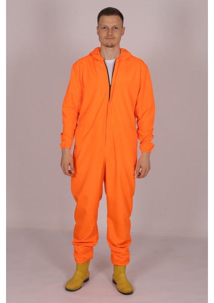 Turuncu Işçi Tulumu Balıkçı Çiftçi Bahçıvan Kuaför Laboratuvar Sıvı Geçirmez Terletmez Kumaş Unisex fiyatları