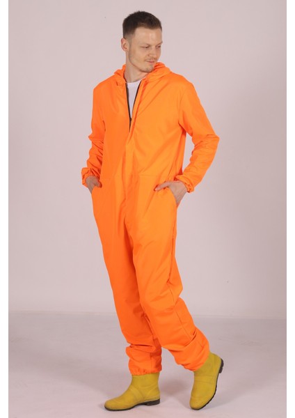 Turuncu Işçi Tulumu Balıkçı Çiftçi Bahçıvan Kuaför Laboratuvar Sıvı Geçirmez Terletmez Kumaş Unisex modelleri