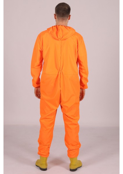 Turuncu Işçi Tulumu Balıkçı Çiftçi Bahçıvan Kuaför Laboratuvar Sıvı Geçirmez Terletmez Kumaş Unisex fırsatları