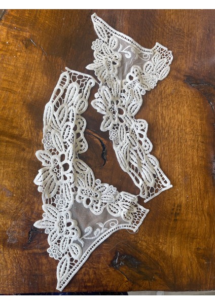 28X16 cm Beyaz Nakış Işleme Güpür Aplike Arma Yama Dikiş Hobi Aksesuarı