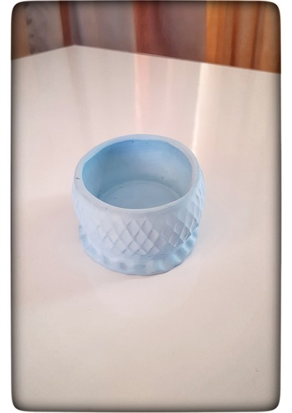 Dekoratif Beton Mumluk Mavi Tealight Şamdan Mum Dahil Değil