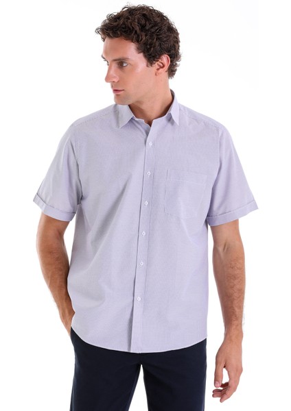 Mor K. Regular Fit Kareli Pamuklu Slim Yaka Kısa Kol Klasik Gömlek fiyatları