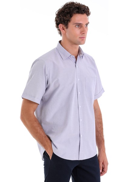 Mor K. Regular Fit Kareli Pamuklu Slim Yaka Kısa Kol Klasik Gömlek modelleri