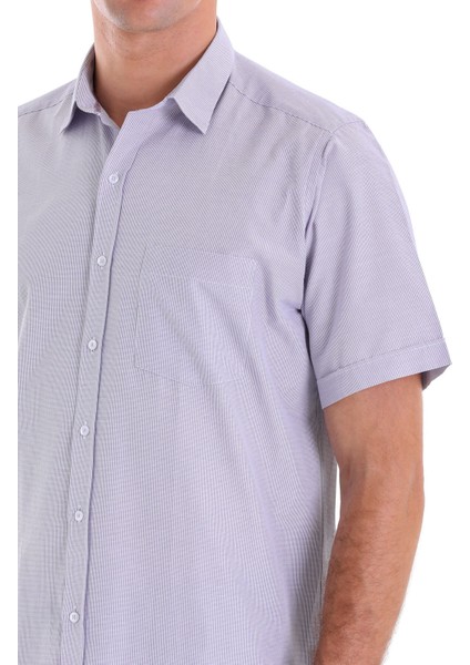 Mor K. Regular Fit Kareli Pamuklu Slim Yaka Kısa Kol Klasik Gömlek indirimleri