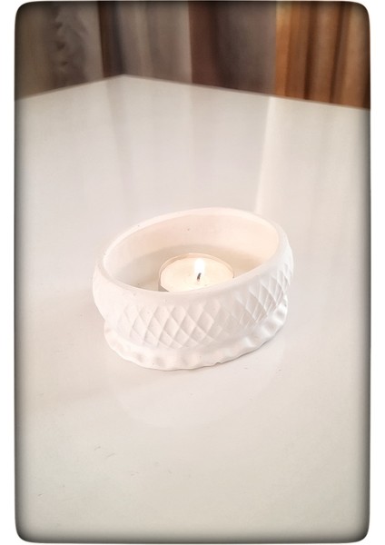 Dekoratif Beton Mumluk Beyaz Tealight Şamdan Mum Dahil Değil