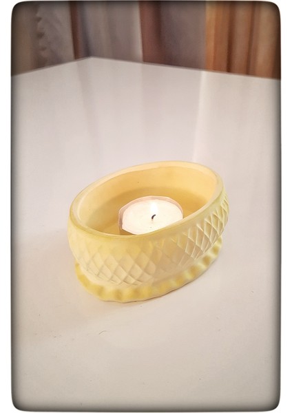 Dekoratif Beton Mumluk Sarı Tealight Şamdan Mum Dahil Değil